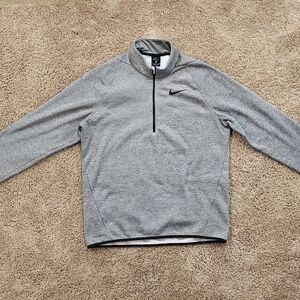 Nike Swoosh 1/4 Zip Pullover Gray Fleece Sweatshirt - Men Medium
